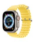 Yellow Sports Apple Watch Band for 42mm, 44mm, 45mm, and 49mm models.