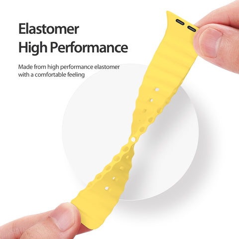 Waterproof and durable yellow Apple Watch strap for active lifestyles.