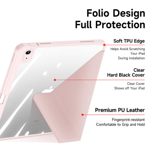 iPad 10th Gen 10.9-inch Smart Folio Case with Apple Pencil Holder - Pink