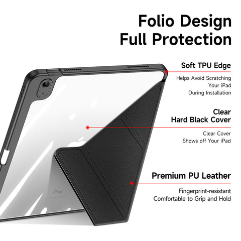 iPad 10th Gen 10.9-inch Folio Case with Detachable Cover - Black