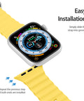 Comfortable yellow silicone Apple Watch band with easy slip-on design.