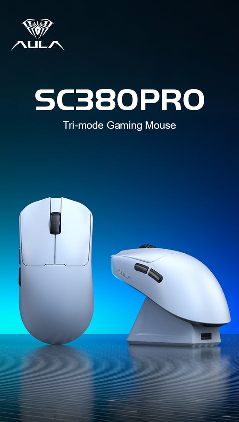 AULA SC380 Pro Tri-Mode Lightweight Wireless Gaming Mouse with Charging Dock Black