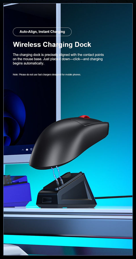 AULA SC380 Pro Tri-Mode Lightweight Wireless Gaming Mouse with Charging Dock Black