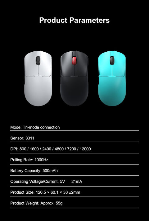AULA SC380 Pro Tri-Mode Lightweight Wireless Gaming Mouse with Charging Dock Black