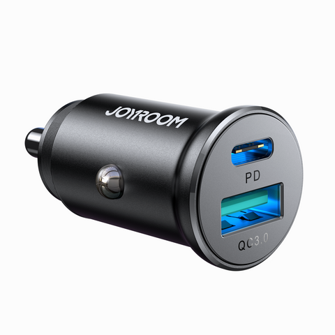 JOYROOM Dual Ports USB-A and USB-C Mini Metal Car Charger JR-CCN05
