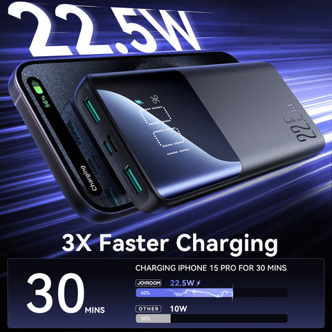 10000mAh 22.5W Fast Charging Power Bank with LCD Display - JOYROOM