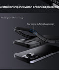 Magnetic phone case for iPhone 16 Pro with airbag corner design.