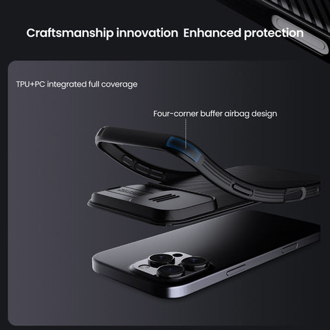 Magnetic phone case for iPhone 16 Pro with airbag corner design.