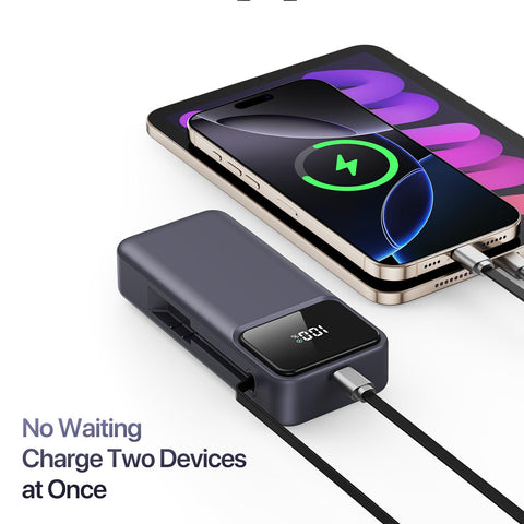 10,000 mAh Power Bank with Retractable Type-C Cable - DUZZONA