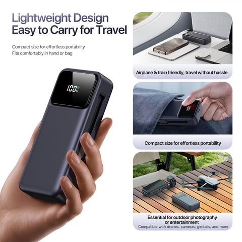 10,000 mAh Power Bank with Retractable Type-C Cable - DUZZONA