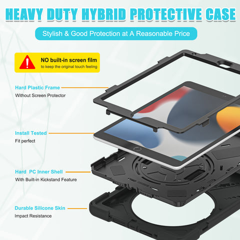 iPad 9th generation case with advanced triple-layer protection and rotating kickstand.