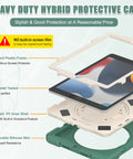 Three-layer design protects iPad case for 7th, 8th, or 9th generation from shocks and wear