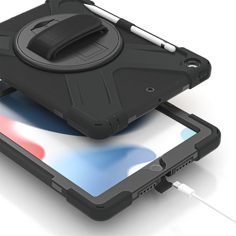 iPad 8th generation case with 360° rotating kickstand and triple-layer protection.