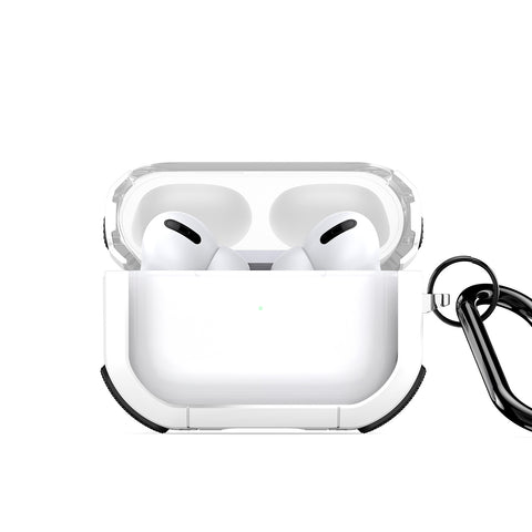 AirPods Pro 2 case in transparent design with white accents.
