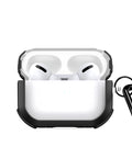 Clear AirPods Pro 2 cover with black edge and ring attachment.
