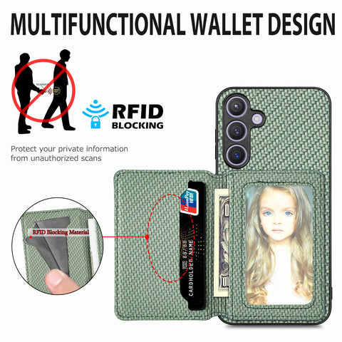 Samsung Galaxy S24 Phone Case with RFID Blocking Magnetic Card Holder