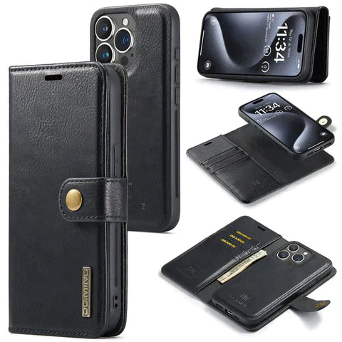 PU leather wallet case for iPhone 12 Pro with detachable cover