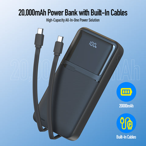20K mAh Power Bank with Built-in Cables for iPhone, Samsung & More - ELEKFONE