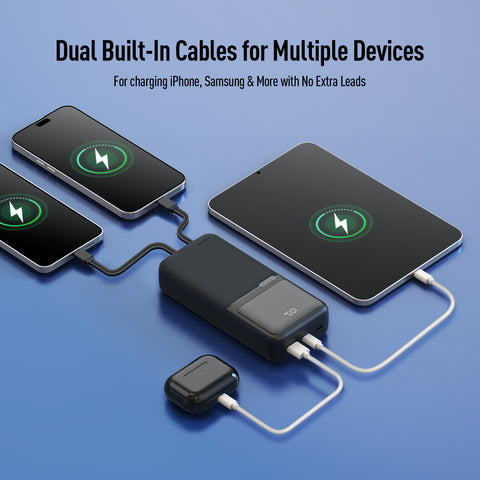 20K mAh Power Bank with Built-in Cables for iPhone, Samsung & More - ELEKFONE