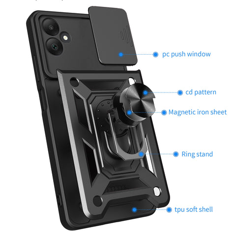 SAMSUNG Galaxy A04 Phone Case with Built-in Ring Kickstand and Lens Cover