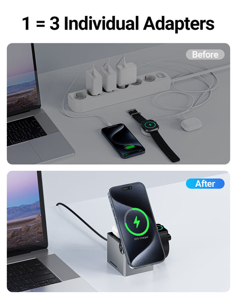 3-in-1 MagSafe Foldable Wireless Charging Station