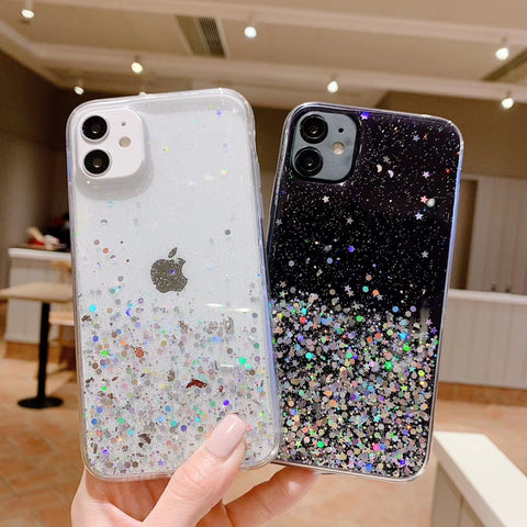 iphone-15-pro-max-glitter-phone-case - white and black