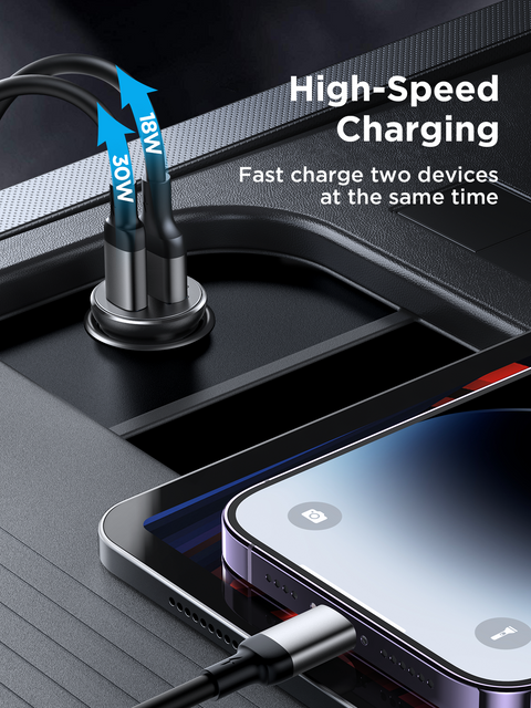 30W USB and USB-C Mini Car Charger