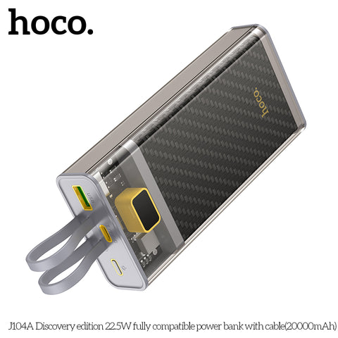 HOCO Fast Charging Power Bank PD 22.5W 20000mAh with Built-in Cables