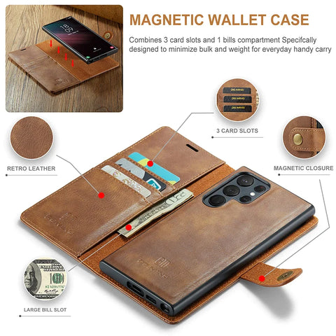 All-in-one wallet case for Samsung S22 Ultra in premium leather