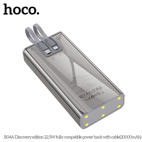 HOCO Fast Charging Power Bank PD 22.5W 20000mAh with Built-in Cables