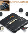 Premium PU leather wallet case for iPhone 15 Plus with magnetic closure