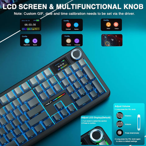 AULA F108 PRO RGB Hot-Swappable Wireless Gaming Keyboard - Caramel Latte Linear Switches, 104 keys