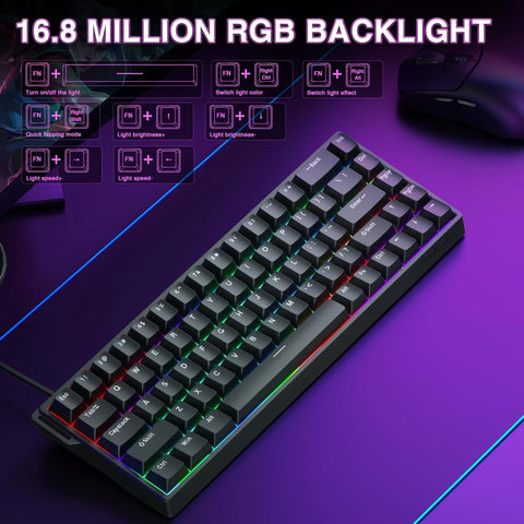 AULA WIN68 HE RGB Hot-Swappable Wired Gaming Keyboard - Black, Greywood Magnetic Switch, 68 keys