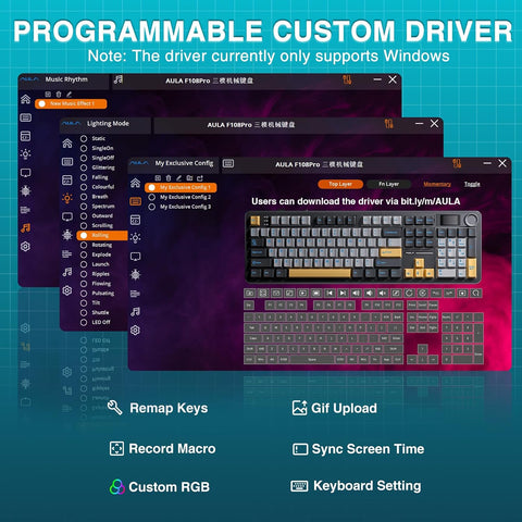 AULA F108 PRO RGB Hot-Swappable Wireless Gaming Keyboard - Caramel Latte Linear Switches, 104 keys