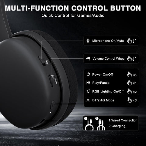 AULA G7 Pro Tri-Mode RGB Wireless Gaming Headset Black G7Pro Black