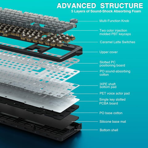 AULA F108 PRO RGB Hot-Swappable Wireless Gaming Keyboard - Caramel Latte Linear Switches, 104 keys