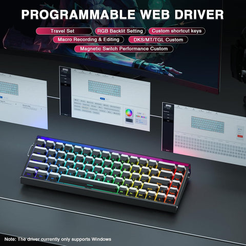 AULA HERO 68 HE RGB Hot-Swappable Wired Gaming Keyboard - Jade King Magnetic Switch, 68 keys