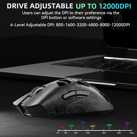 AULA SC620 RGB Tri-Mode Lightweight Wireless Gaming Mouse Black