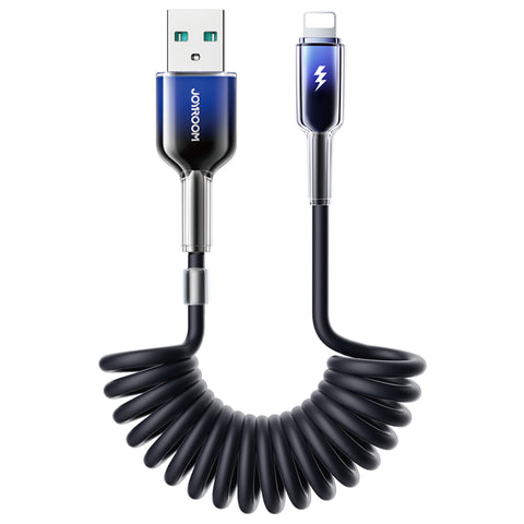 USB-A to Lightning coiled cable for fast charging