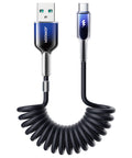 USB-A to Type-C coiled cable for fast charging