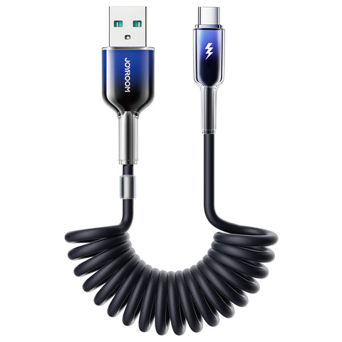 USB-A to Type-C coiled cable for fast charging