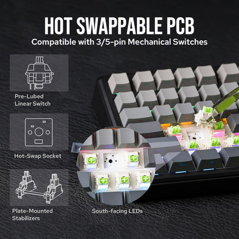 AULA F75 MAX RGB Hot-Swappable Wireless Gaming Keyboard - Star Vector Switch, 80 keys