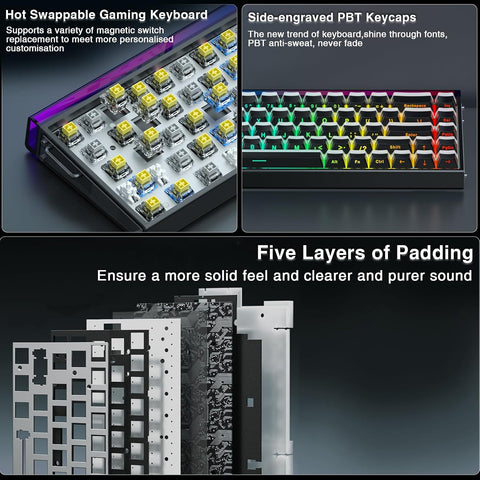 AULA HERO 68 HE RGB Hot-Swappable Wired Gaming Keyboard - Jade King Magnetic Switch, 68 keys