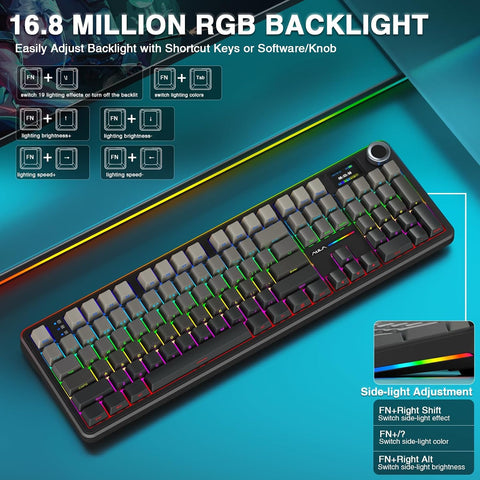 AULA F108 PRO RGB Hot-Swappable Wireless Gaming Keyboard - Caramel Latte Linear Switches, 104 keys