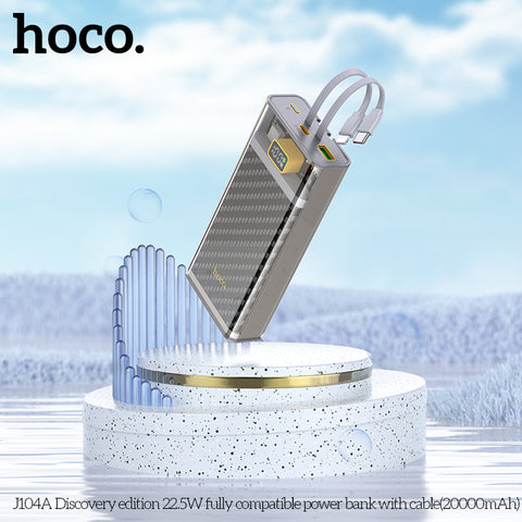 HOCO Fast Charging Power Bank PD 22.5W 20000mAh with Built-in Cables