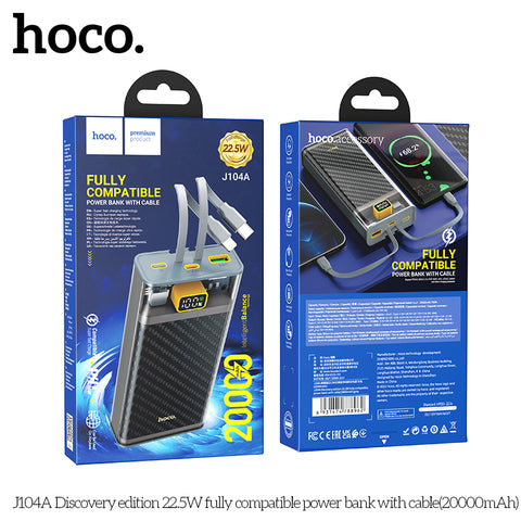 HOCO Fast Charging Power Bank PD 22.5W 20000mAh with Built-in Cables