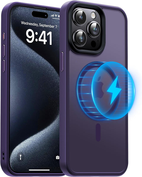 Magsafe Compatible Case for iPhone 15 Pro Max - Matte Texture - Purple