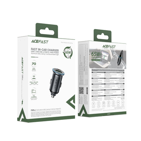 65W (USB-A+USB-C) Dual-Port Car Charger