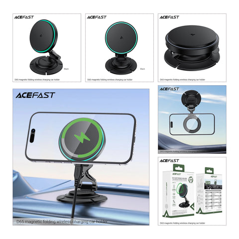 Magnetic Folding Wireless Charging Car Phone Holder