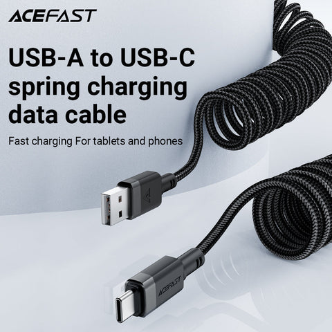 USB-A to Type-C Coiled Cable 1.2M